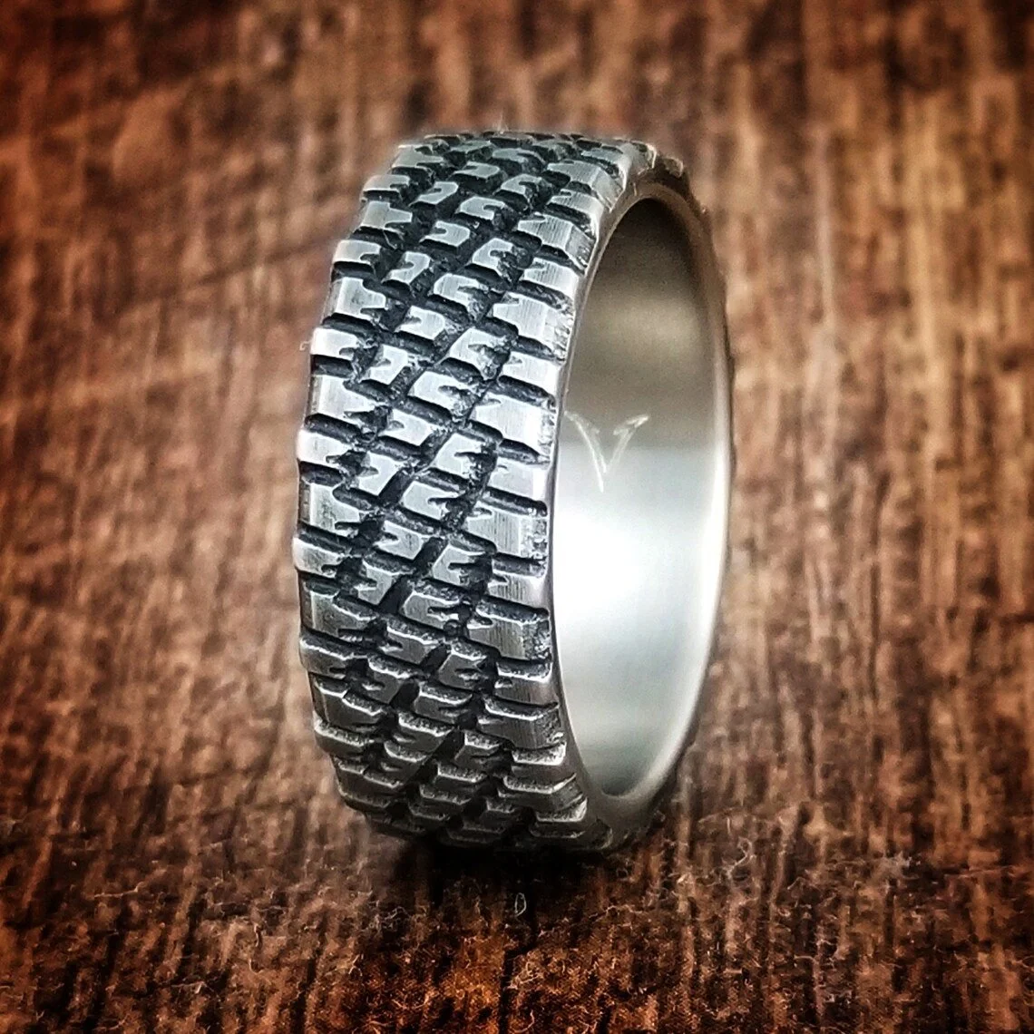Grabber, Titanium Tread Ring, Tough ring, Truck Guy Wedding Ring